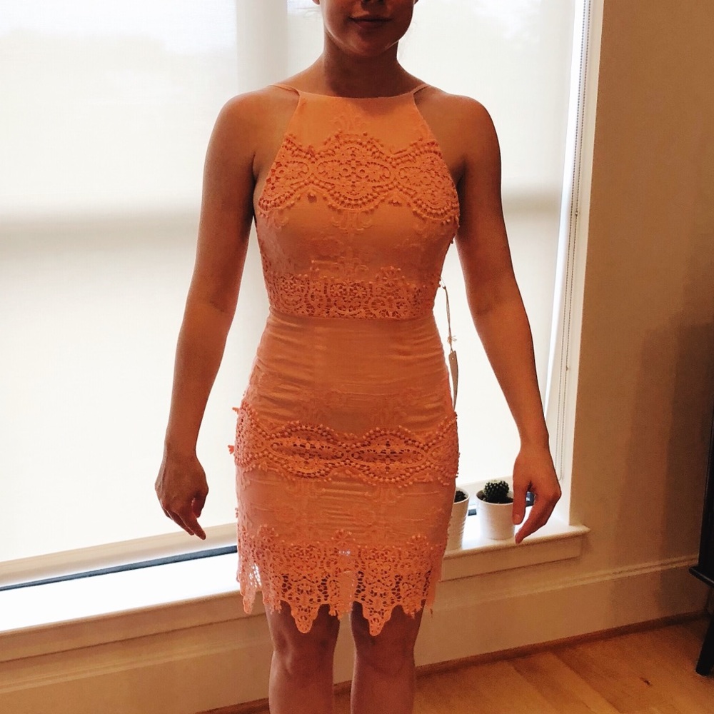 Lulus Worth It Peach Backless Dress